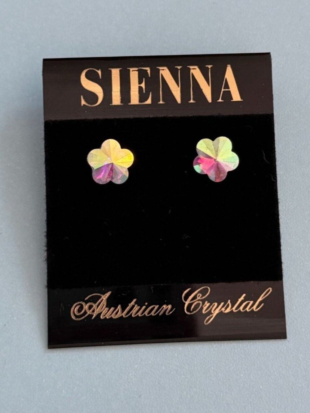 Sienna Earrings-Iridescent Floral-Shaped Austrian Crystal Stud Style Earrings-Ne